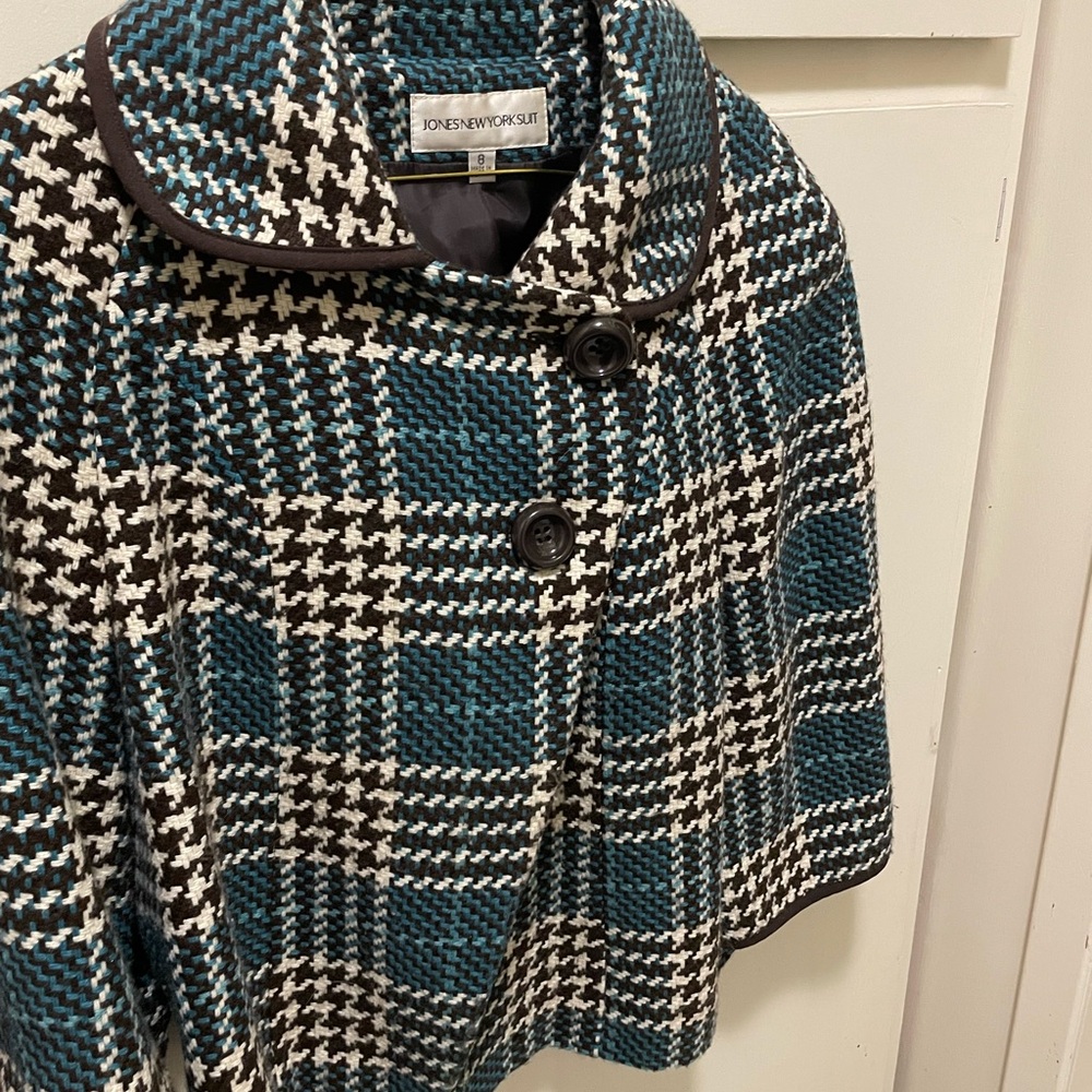 Jones New York Women's Plaid Jacket - Teal and Black